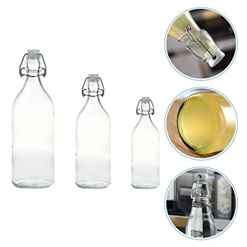 Cabilock – 3 frascos de vidro para leite de vidro com tampas, recipiente vintage para o café da manh