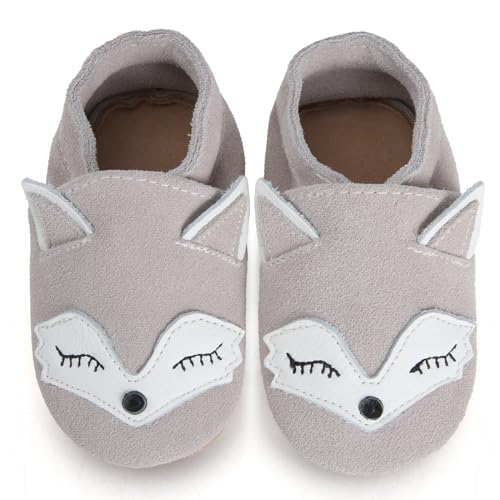 Chaussons Premiers Pas Bébé Garçon/fille - Semelle Souple Antidérapante, Avec Oreilles - Taille 0-18 Mois, Doux Et Chauds - 6