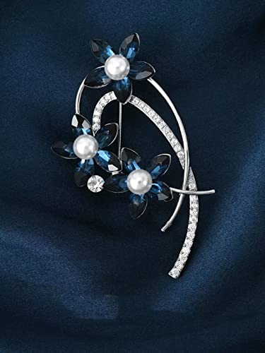 Broche de flor azul de zirconia cúbica para regalar a madres 6
