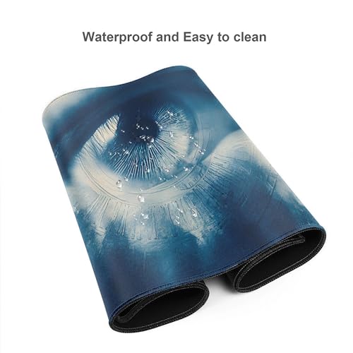 Image of Blue Eyes Abstract Extended Gaming Mouse Pad, with Stitched Edges Large Mouse Pad Desk Protector, Rubber Base Mousepad Keyboard Mouses Mat for Work Game Office Home- 32 inch X 12 inch Inch,E669