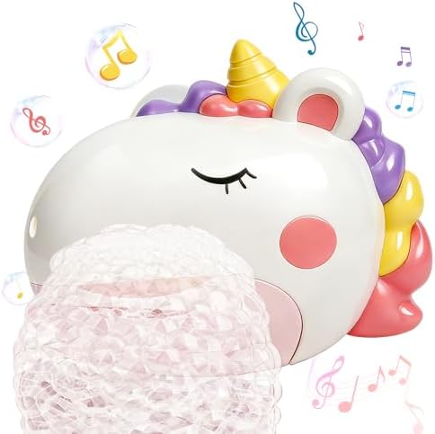 Bath Toys, Unicorn Rechargeable Bath Bubble Machine Toys, Automat...