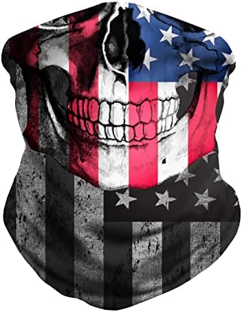 VCZUIUC Headwear Bandana Head Wrap Face Scarf Mask Neck Warmer Balaclava for Sports (High elasticity size, Skull Flag (1-Pack))