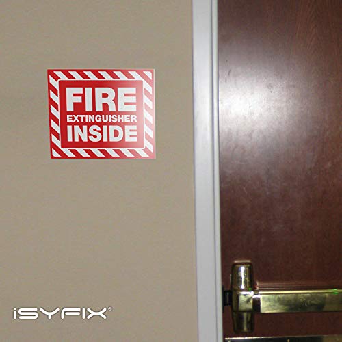 Fire Extinguisher Inside Signs Stickers – 4 Pack 7x6 Inch – Premium Self-Adhesive Vinyl, Laminated for Ultimate UV, Weather, Scratch, Water and Fade Resistance, Indoor and Outdoor