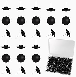 SAVITA 100pcs Push Pins, Small Plastic Thumb Tacks with Stainless Steel Points for Wall Bulletin Board Cork Board (Black)