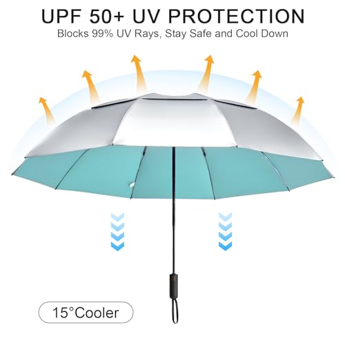 Image of G4Free 62 Inch Large Golf Umbrella Compact Reverse Travel Umbrella 10 Ribs Windproof for Rain Double Canopy Automatic Open Close
