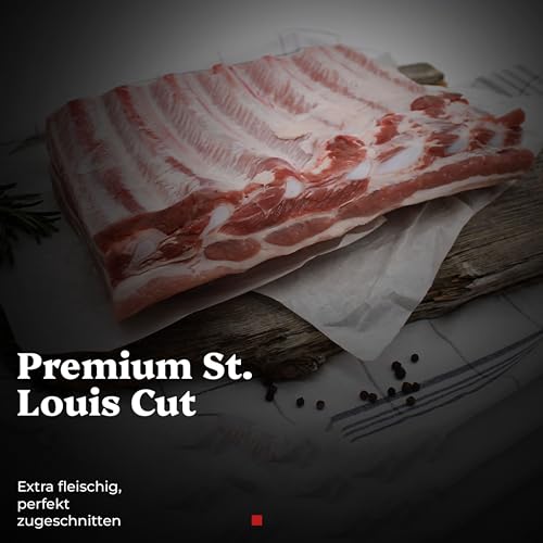 DER PFARÖLLER Spareribs St. Louis Cut – Premium BBQ-Ribs – Ideal für Smoker, Grill & Ofen – Zartes Fleisch für authentischen BBQ-Genuss (2 x 1 kg)