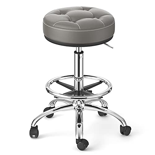 Tabouret rond réglable à roulettes avec repose-pieds pour massage et soin
