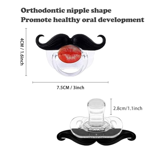 YAPROMO Funny Pacifiers for Babies,Mustache Pacifier 0-6-18 Months,Halloween Pacifiers for Toddlers, Funny Teeth Pacifier for Boys and Girls