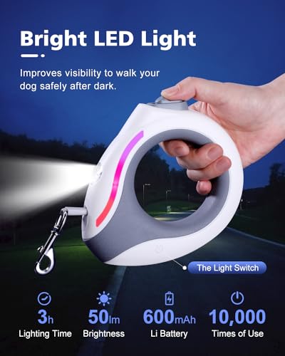 Retractable Dog Leash Extendable Strong Leash for Large Medium Small Dogs with Light Free One-Hand 3m Up to 80kg, Dog Poop Bag with Dispenser and Collapsible Dog Bowl Retractable Dog Leash Extendable Strong Leash for Large Medium Small Dogs with Light Free One-Hand 3m Up to 80kg, Dog Poop Bag with Dispenser and Collapsible Dog Bowl