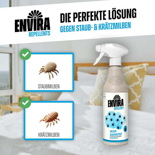 Envira Milben Abwehrspray 2 Liter - Spray mit Langzeitwirkung gegen Milben & Hausstaubmilben - Schutz für Matratzen - Abwehrspray für die Wohnung