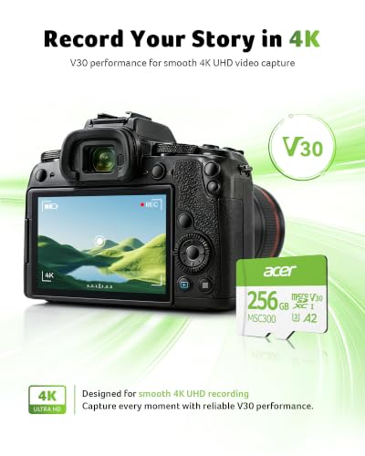 Image of Acer MSC300 Micro SD Memory Cards, 256GB SDXC TF Card 160MB /s UHS-I, A2, V30, 4K Extra Storage for Nintendo-Switch, Android Phones, Gopro, Amazon Fire Kids Tablet - BL.9BWWA.323