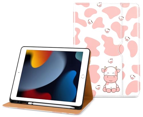 DTTO for iPad 9th/8th/7th Gen Case 10.2 Inch (2021/2020/2019), Pink Cow