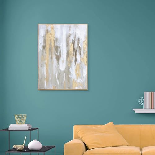 Image of Zessonic Gold Abstract Wall Art - Framed Texture Paintings Modern Canvas Artwork with Hand-Painted Gold Foil for Modern Style Decor, Ready to Hang