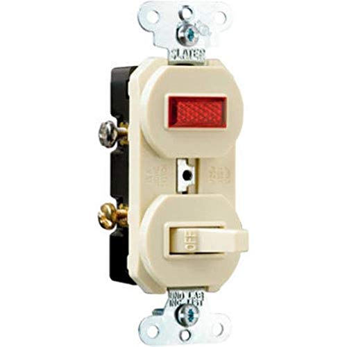 Legrand Pass & Seymour 692IGCC6 Combination Switch, One 15 Amp 120V Single Pole Toggle Switch and One Pilot Light, Grounding, Ivory (1 Count) image 3