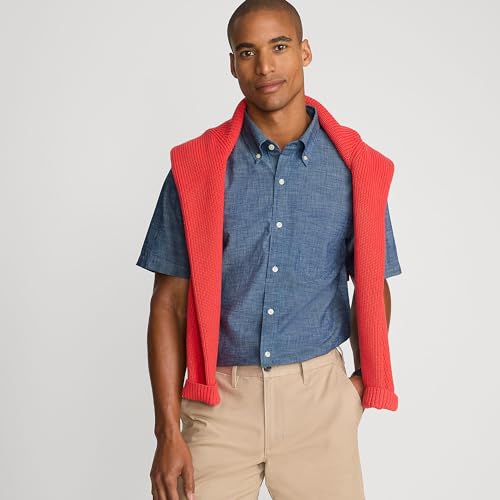 Lands' End Men's Short Sleeve Button Down Chambray Shirt4