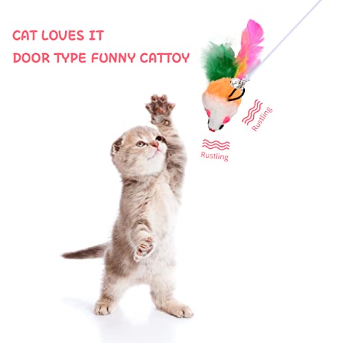 6 Stück Interaktives Katzenspielzeug Katzenspielzeug Selbstbeschäftigung Katzenspielzeug mit Federn Hängende Türrahmen Hängendes Katzenspielzeug Set für Katzenauslauf und Gegen Langeweile – Bild 6