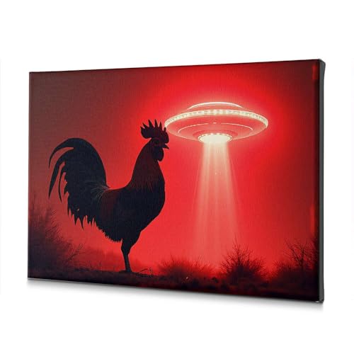 Décoration murale religieuse sur toile coq sous OVNI pour illuminer votre salle de bain