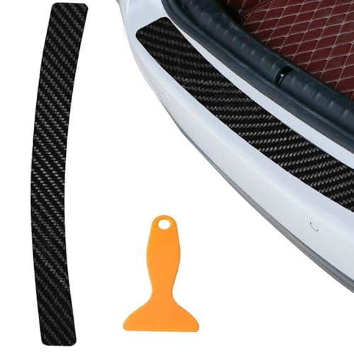 Auto Ladekantenschutz, Stoßstangenschutz, Selbstklebender Stoßstangenschutzfolie für Autos, Kohlefaser Heckstoßstangen-Protektor mit Abzieher, für Türkante (Schwarz)