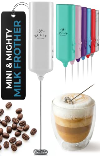 Image of Mini & Mighty Milk Frother Wand - Powerful Handheld Coffee Frother, Battery Operated Drink Mixer - Compact Pocket Size - Detachable Whisk for Latte, Cappuccino, Matcha, Hot Chocolate