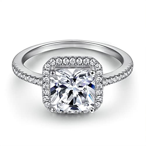 Bague Argent Véritable Carré Classique : Cadeau de Mariage Idéal - 3