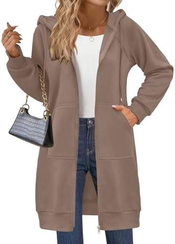 Zeagoo Women's Zip Up Hoodies Long Sleeve Long Tunic Sweatshirts - Image 2