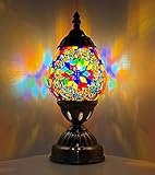 Marrakech Mini Turkish Table Lamp Stained Moroccan Lantern Handmade Mosaic Glass Desk Lamp Energy Saving Bedside Lamp for Bedroom Decorative Lamp for Living Room (2)
