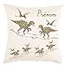 TEXTI CADEAUX Coussin avec sa Housse Toucher très Doux Dinosaure Personnalisable avec un Prénom Exemple Lou Anne