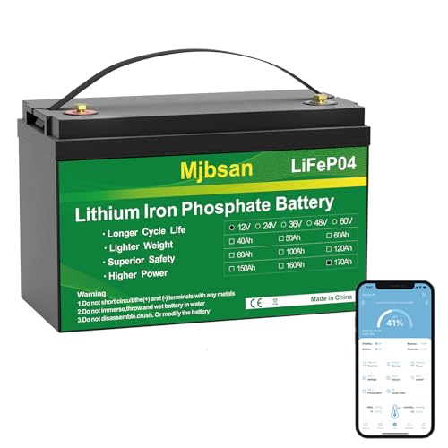 Mjbsan 12V 170Ah LiFePO4 Battery, Built-in 150A BMS with Low-Temp Protection, Group 31 Deep Cycle Lithium Battery, Up to 15000 Cycles, Perfect for Trolling Motor, RV, Solar Power, Off-Grid, Marine
