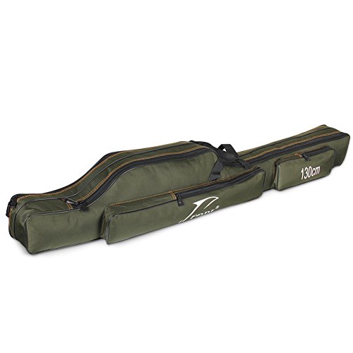 WATERFLY Rod Case Fishing,Folding Fishing Rod Pole Case Portable Fishing Rod Carrier Fishing Tool Storage Bag