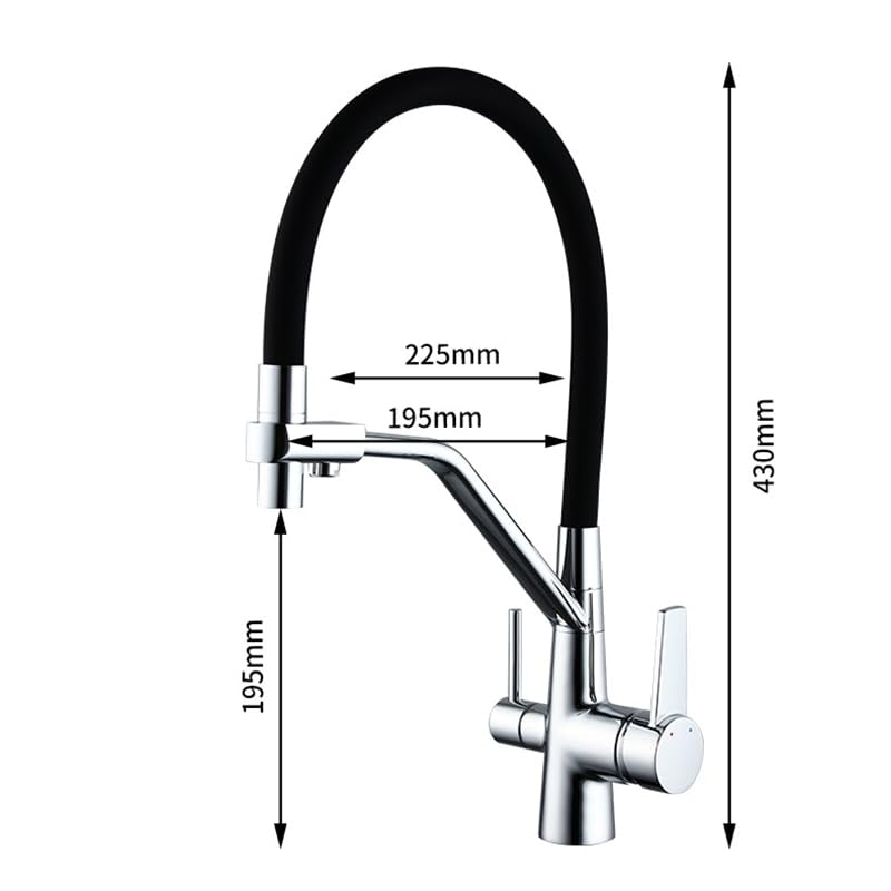 Robinet de cuisine mitigeur noir avec douchette latérale extractible - 2
