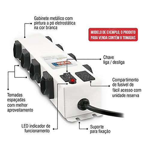 Filtro De Linha Metálico Profissional 8 Tom 1 MT f50100