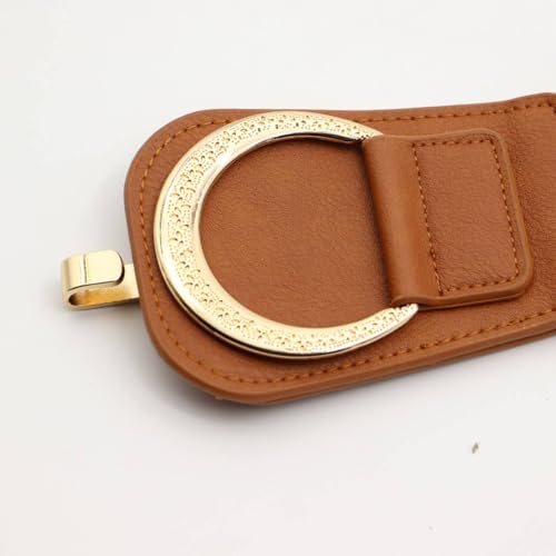 ZYALTFDC Women Fashion Wide Stretchy Waist Belts Elastic Gold Buckle Cinch Belt for Dresses Lady Girls Trendy Waistband3