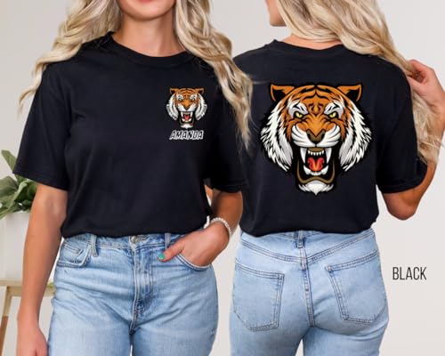 Custom Tigers Shirt, Personalized Mascot Tee, Customized School Team Support Tee, Personalized Birthday Girl Party Shirt, Tigers Sports Gift3