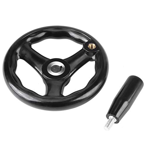 12x125mm Black Hand Wheel Moxon Vise Hardware Kit, Hand Wheel Crank Crank Volant 3 Spoke Hand Wheel with Folding Handle for Lathe Milling Machine