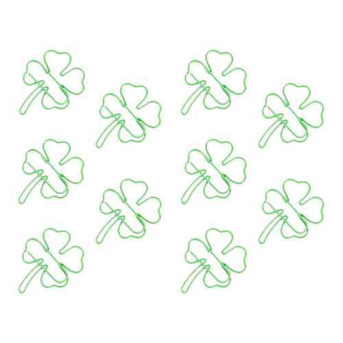 Zuasdvnk ペーパークリップ グリーンペーパークリップ 10個 ノンスリップファスナークランプ 装飾 4つ葉 しおり収納 学校 教室 クラフト 教師用