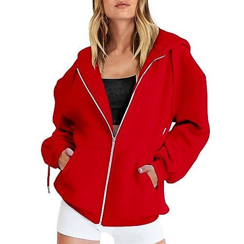 YCBMINGCAN Sudadera para mujer con cremallera grande Y2k con capucha, sudadera con capucha, sudadera con capucha, sudadera con capucha para invierno, elegante, para otoño, #7-naranja, XL
