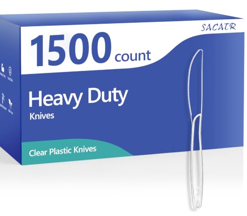 SACATR 1500 Count Heavy Duty Plastic Knives Disposable