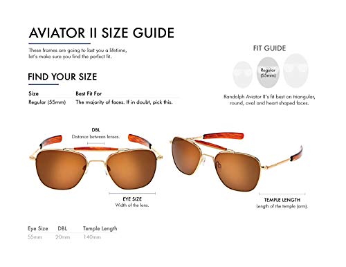 Image of Randolph Eyewear Aviator Sunglasses for Men & Women - Aviator II Non-Polarized & Polarized, 23k Gold UV Protection Sunglasses