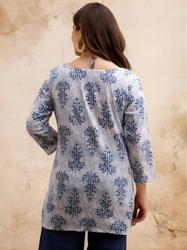 Image of Women's Short Kurti in TopsTunic Rayon Cotton Blend | Ladies Ethnic Tunic