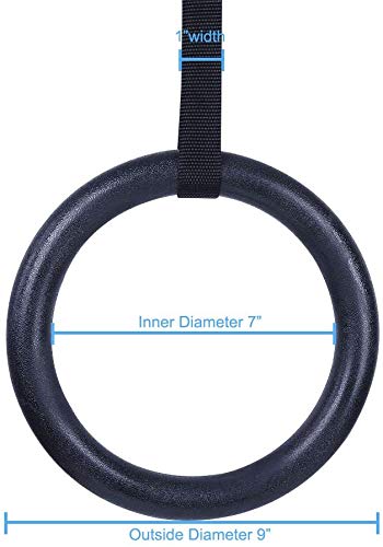 TANCHEN Gymnastic Rings with Adjustable Straps Fitness Gym Household Rings Muscle Strength Training Tools Includes 2 Non-Slip Textured Gymnastics Rings with 14.76ft Straps for Men and Girls