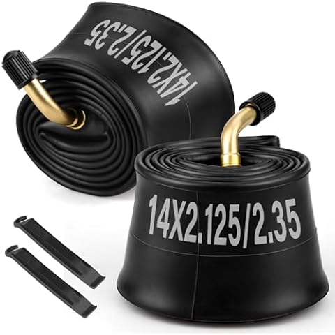 Midcos 14x2.125 Bike Tube, 2 Pack Fat Bike Tire Tube with with CR202 Angled Valve Stem, Fat Tire Bike Inner Tubes Replacement Kits for Mountain Bikes Electric Bicycle Fat Beach Bikes Snowmobile Cover
