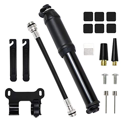 Mini Bike Pump, Portable Bicycle Pump, Suitable for Presta and Schrader valves, high Pressure 100 PSI, Fast tire Inflation, no Need to Replace The Valve