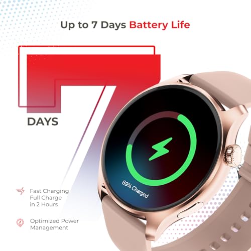 Image of Nervfit Orion S1 Smartwatch with 1.43 inch AMOLED Display, Functional Crown Control, Bluetooth Calling, AI Voice Assistant, IP68 Waterproof, Heart Rate & SpO2 Monitor, and 100+ Sports Modes - (Rose Gold)