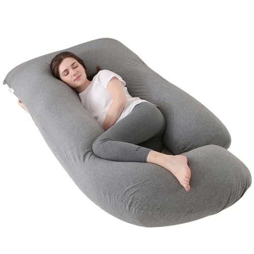 CMFTGDS Pregnancy Pillow,U Shaped Cooling Pregnancy Pillows, 68.9Inch Full Body Pillows for Adults, Maternity Pillow and Pregnancy Must Haves with Removable Cover (dark gray-knitted)