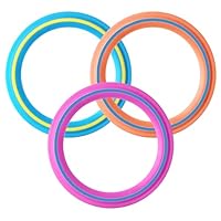 3 PCS Fliegende Scheibe, 25 cm Sport Scheiben Flugscheiben Set Wasser Frisbee Flying Ring Wurfring Outdoor Spiele Anzug für Pool Strand Hinterhof Familie Spaß (Orange, Rot, Dunkelblau)