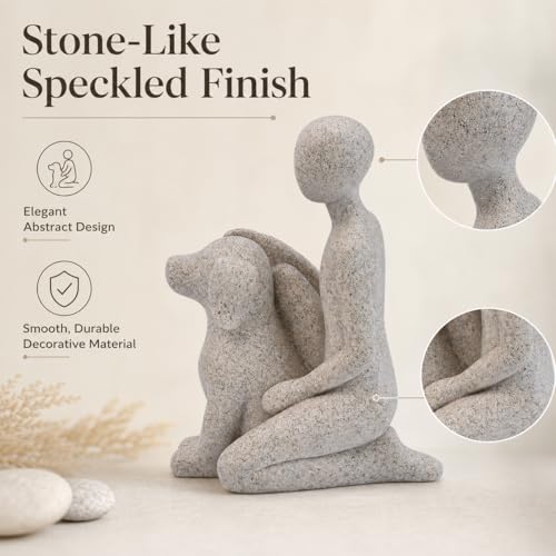 Estatua Decorativa Hombre y Perro de Resina y Piedra miniatura 4