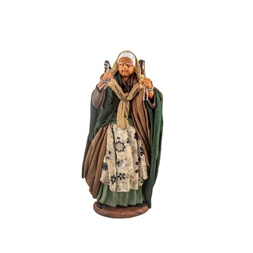 Holyhome Donna con Cesto di Pecora per Presepe da 15 cm (5,90 Inch) Scala 1:11 - Presepe Napoletano in Terracotta Vestita, Realizzato e Dipinto a Mano, Made in Italy