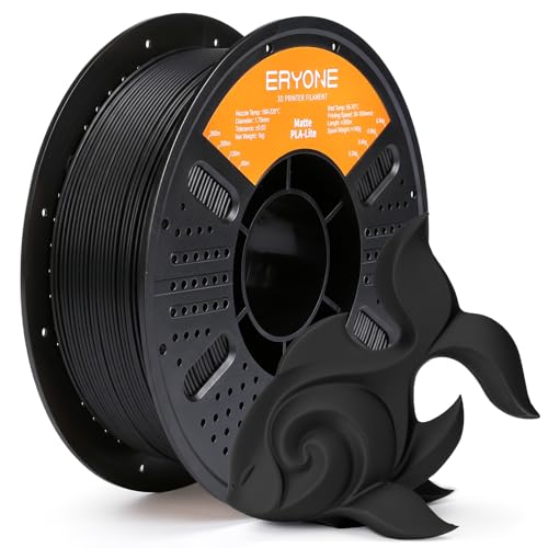 Image of ERYONE Matte PLA Lite 3D Printer Filament 1.75 + /- 0.03mm, Matte Filament 1KG(2.2LBS) Spool, Black