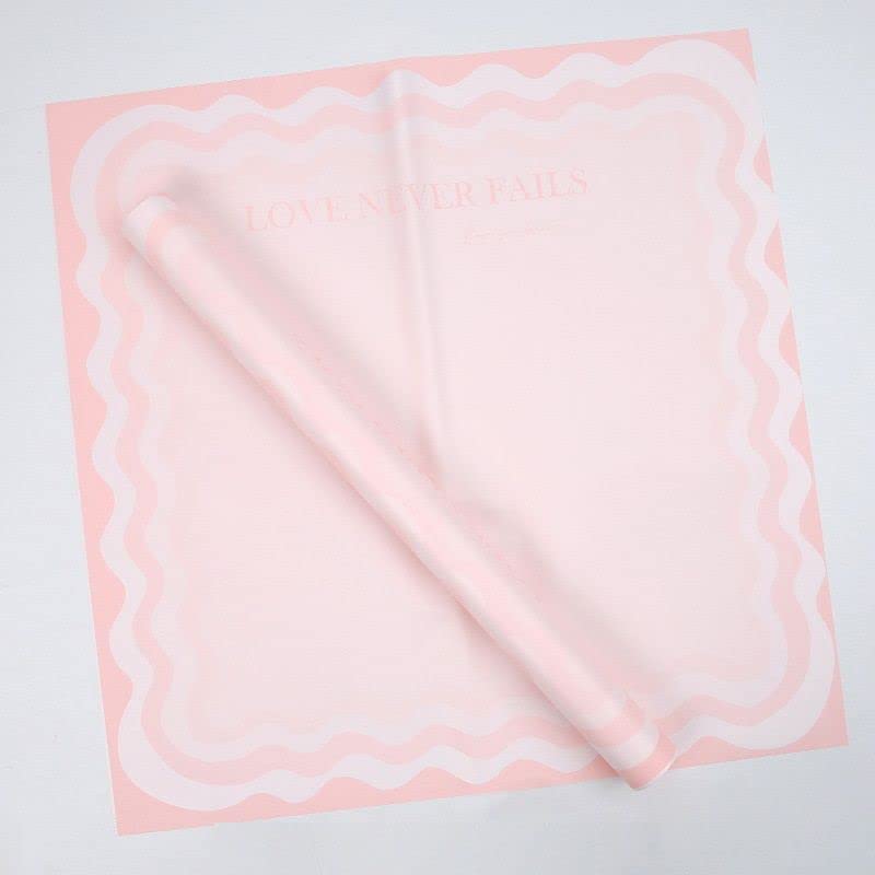 Image of Oasis Floral Products Flower Bouquet Wrapping & Gift Packing Cellophane Film Sheets 58x58cm (20 nos) Nude Pink Matt Ripple Waves Border
