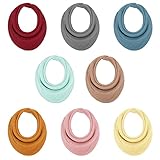 Diseño ajustable: la toalla de saliva está equipada con 4 broches de presión de alta calidad, por lo que su tamaño se puede ajustar según el tamaño del cuello del bebé. Es muy adecuado para recién nacidos de 0 a 36 meses. El botón de plástico es tan fuerte que a los niños pequeños les resulta difícil liberarse, pero los padres pueden encenderlo y apagarlo fácilmente.